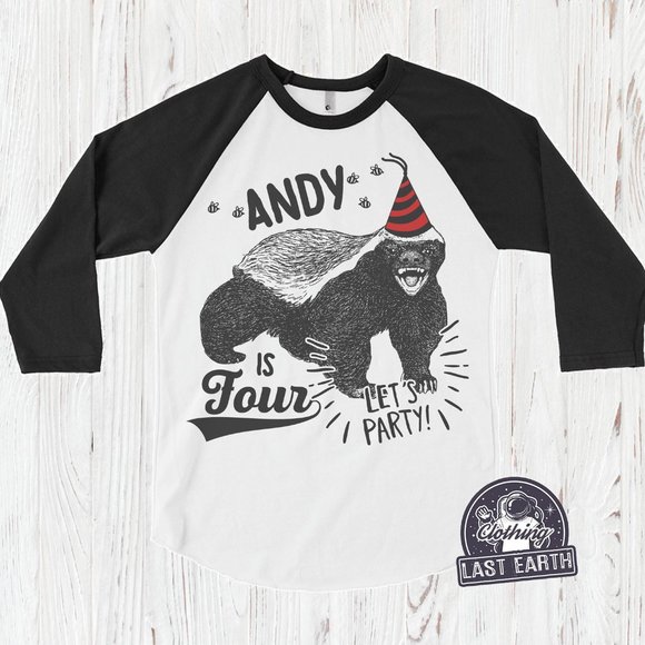 Honey Badger Shirt Kids Birthday Personalized Gift for Boy Girl Cute Animal Tees - Picture 1 of 1